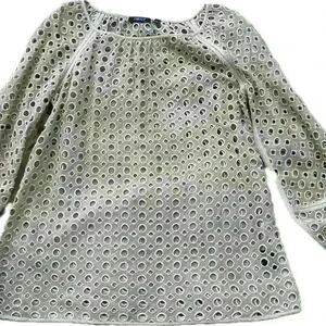 Carlisle tan eye lit long sleeve top size 10 neutral color